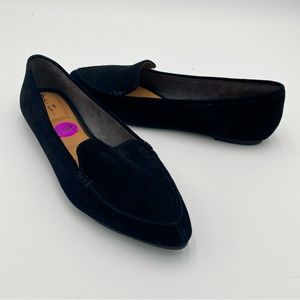 Me Too Cori Leather Suede Pointed Toe Slip On Ballet Flats Shoes Black Size 8.5